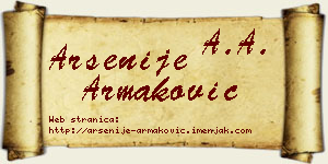 Arsenije Armaković vizit kartica